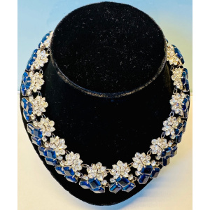 Stunning Early 1960s Dior Blue Clear Crystal Necklace