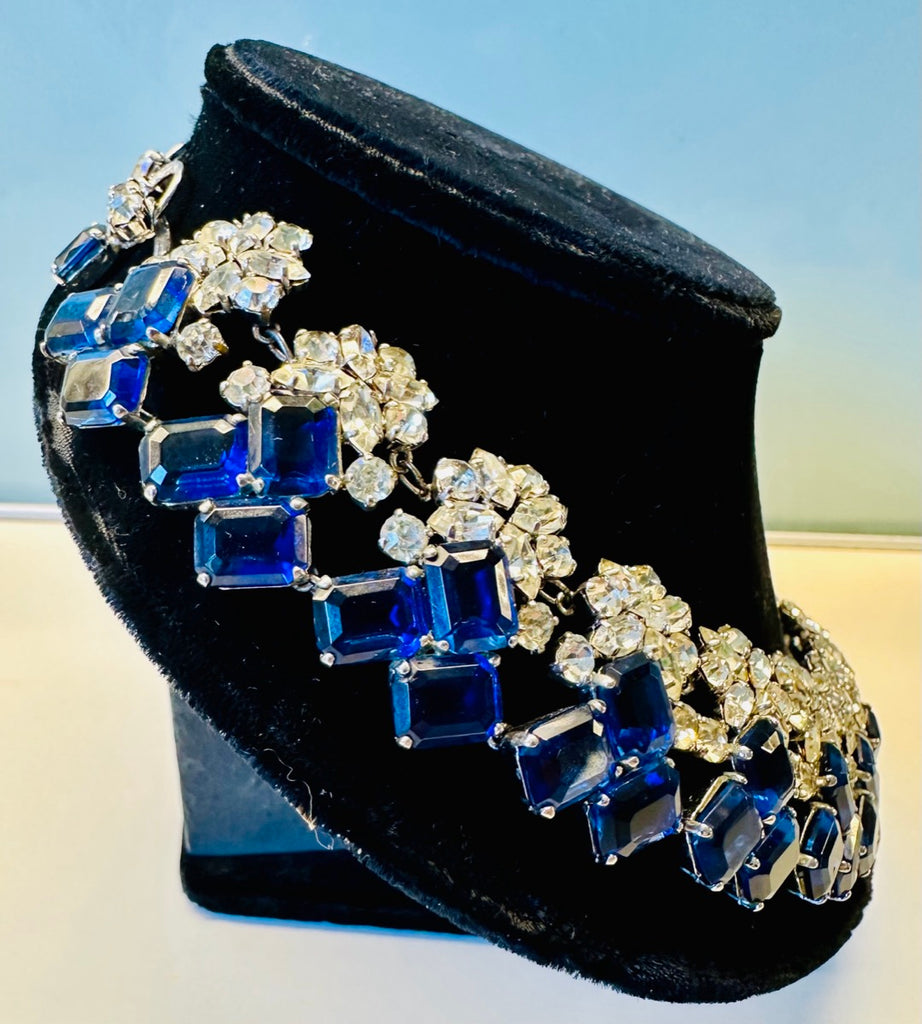 Stunning Early 1960s Dior Blue Clear Crystal Necklace
