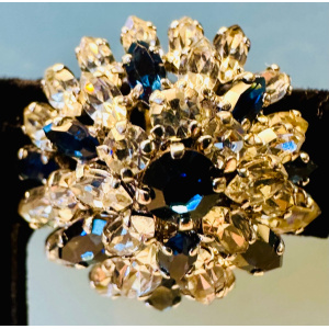 Stunning Pair Of Early 1960s Dior Blue Clear Crystal Earrings