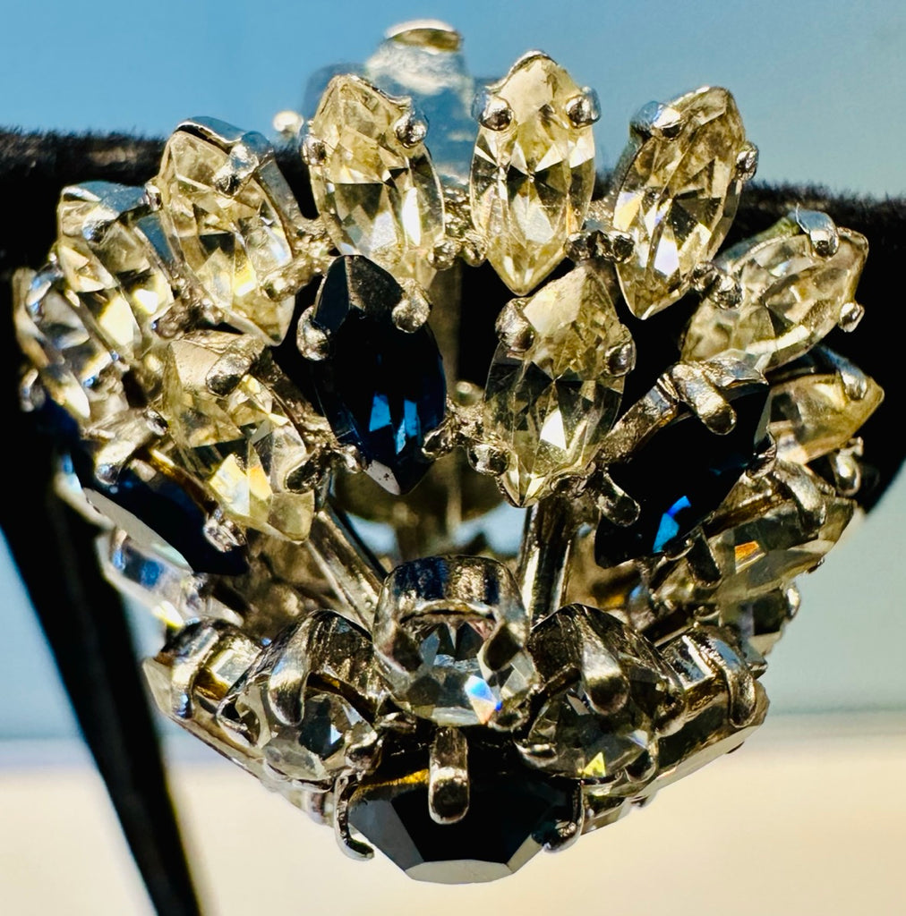 Stunning Pair Of Early 1960s Dior Blue Clear Crystal Earrings