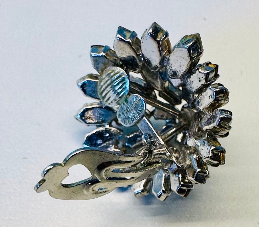 Stunning Pair Of Early 1960s Dior Blue Clear Crystal Earrings