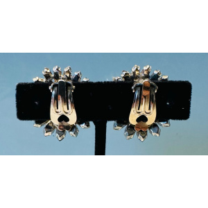 Stunning Pair Of Early 1960s Dior Blue Clear Crystal Earrings