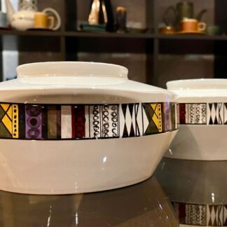 A pair of 1960's retro Wood and Sons Atlanta vintage serving dishes with lids