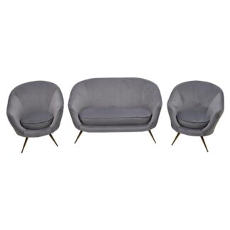Federico Munari Mid-Century Modern Italian Curved Sofa and Two Armchairs, 1950s