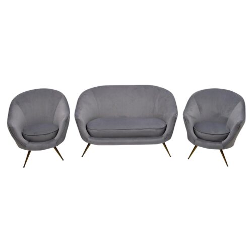 Federico Munari Mid-Century Modern Italian Curved Sofa and Two Armchairs, 1950s