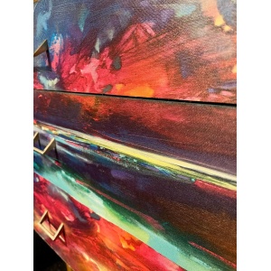 1950s chest of drawers with Neon bright abstract digital print decoupage front