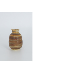 Small Mid-Century Scandinavian Modern Collectible Honey Stoneware Vase by Gunnar Borg for Höganäs Ceramics, 1960s, Set of 4