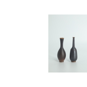 Small Mid-Century Scandinavian Modern Collectible Wenge Stoneware Vases by John Andersson for Höganäs Ceramics, 1950s, Set of 2