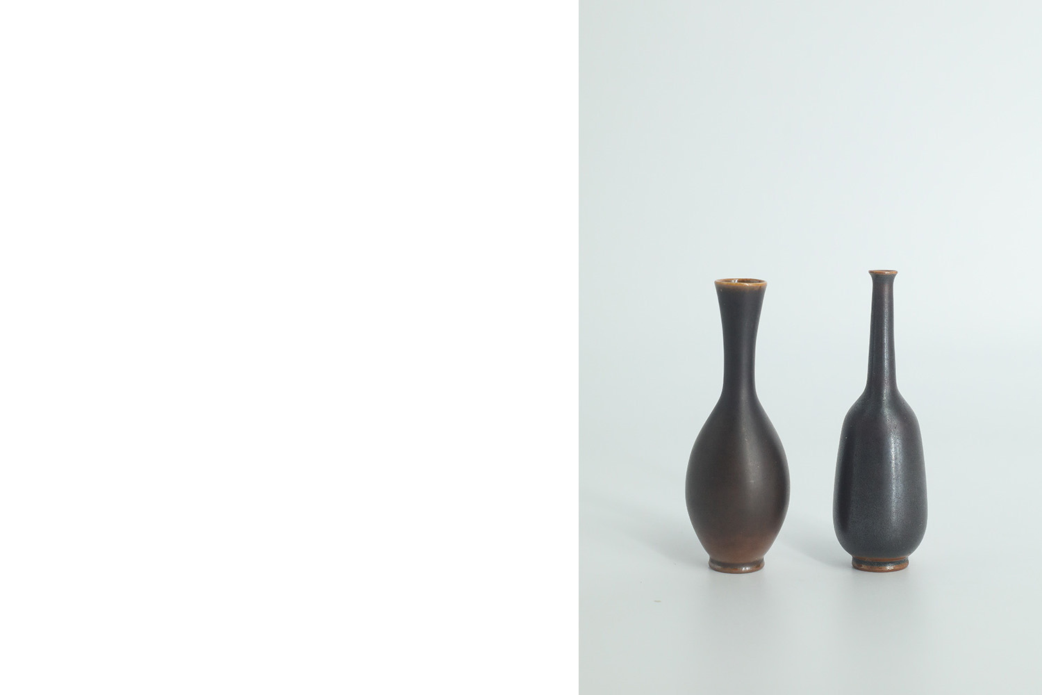 Small Mid-Century Scandinavian Modern Collectible Wenge Stoneware Vases by John Andersson for Höganäs Ceramics, 1950s, Set of 2