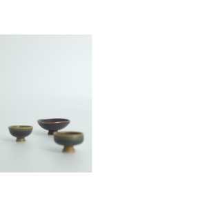 Small Mid-Century Scandinavian Modern Collectible Brown Stoneware Bowls by John Andersson for Höganäs Ceramics, 1950s, Set of 3