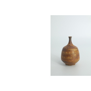 Small Mid-Century Scandinavian Modern Collectible Brown Stoneware Vases by Gunnar Borg for Höganäs Ceramics, 1960s, Set of 4