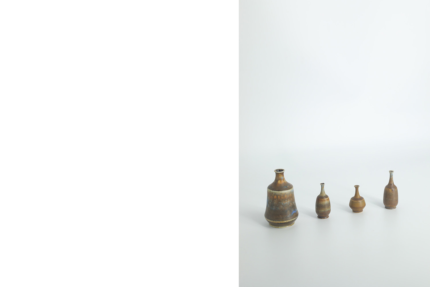 Small Mid-Century Scandinavian Modern Collectible Brown Stoneware Vases by Gunnar Borg for Höganäs Ceramics, 1960s, Set of 4