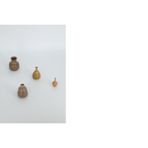 Small Mid-Century Scandinavian Modern Collectible Brown Stoneware Vase by Gunnar Borg for Gunnars Keramik Höganäs, 1960s, Set of 4
