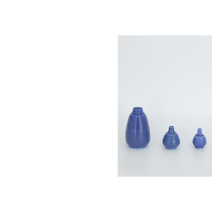 Small Mid-Century Scandinavian Modern Collectible Blue Stoneware Vase by Gunnar Borg for Gunnars Keramik Höganäs, 1960s, Set of 3