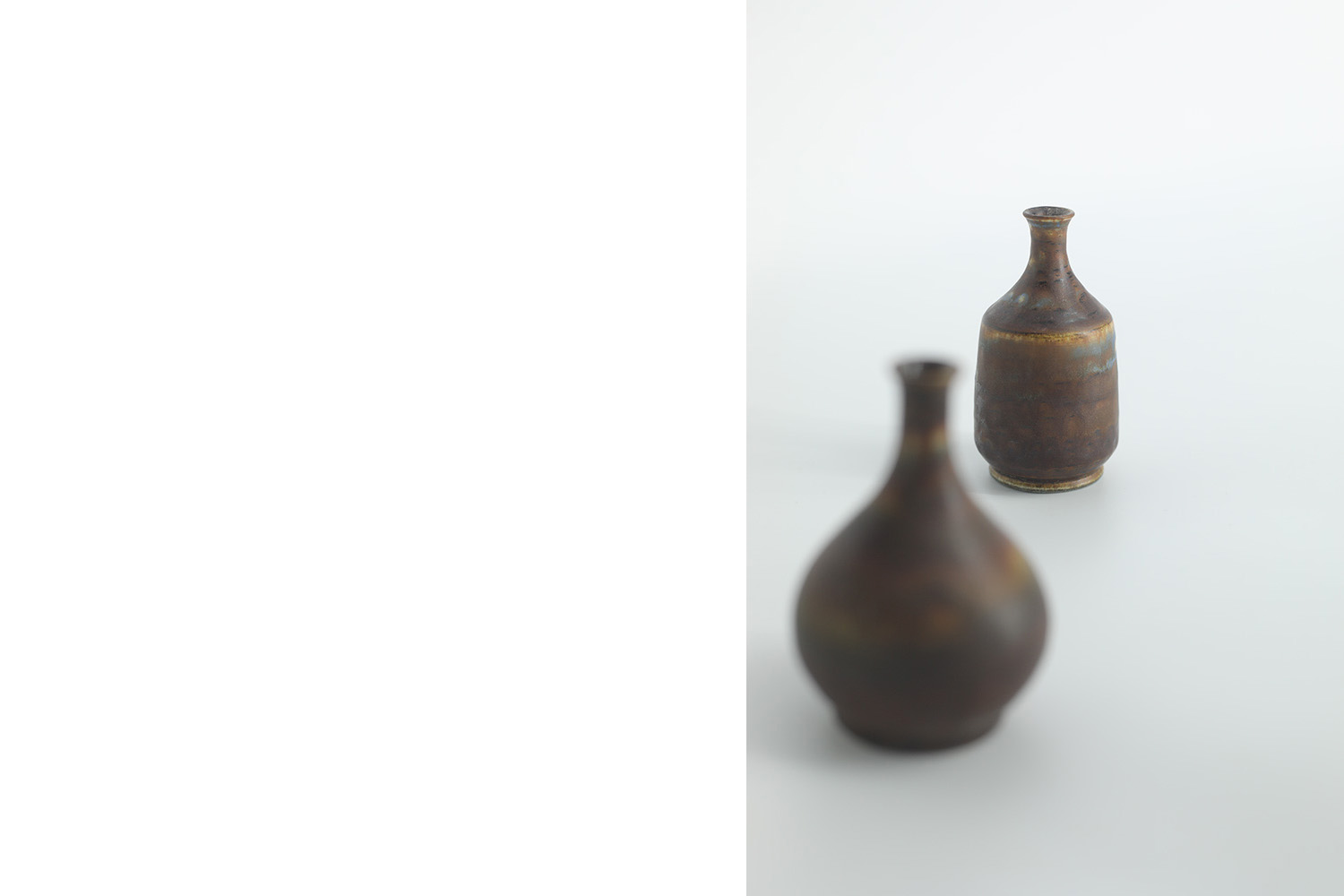 Small Mid-Century Scandinavian Modern Collectible Brown Stoneware Vase by Gunnar Borg for Höganäs Ceramics, 1960s, Set of 4