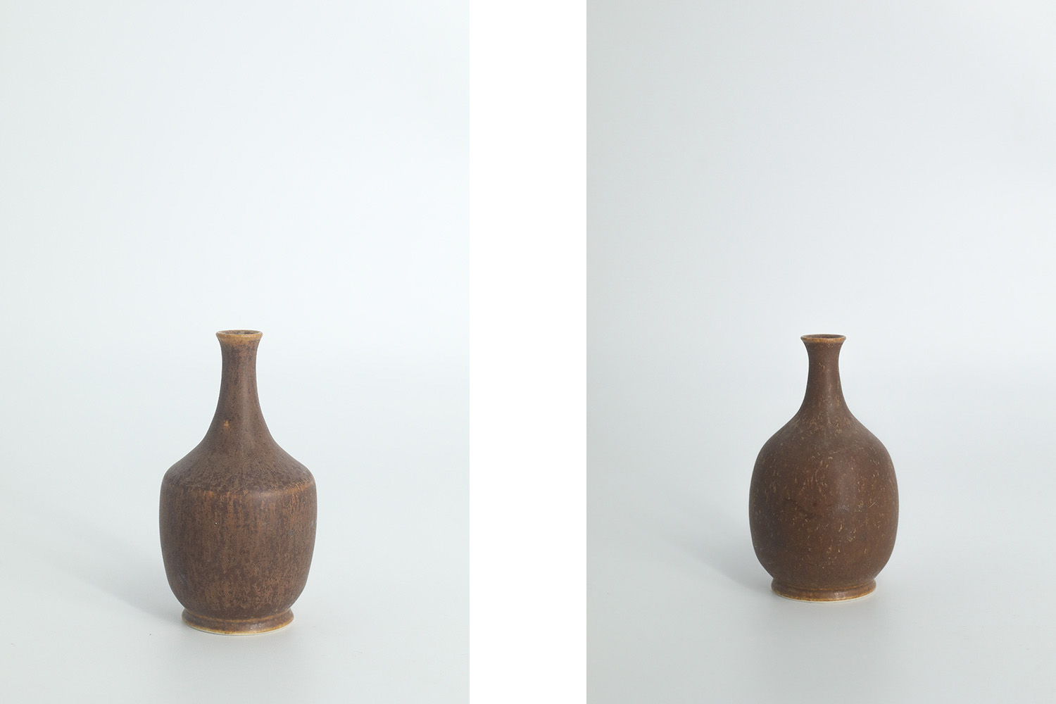 Small Mid-Century Scandinavian Modern Collectible Brown Stoneware Vase by Gunnar Borg for Höganäs Ceramics, 1960s, Set of 4