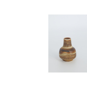 Small Mid-Century Scandinavian Modern Collectible Honey Stoneware Vase by Gunnar Borg for Höganäs Ceramics, 1960s, Set of 4