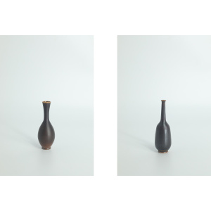 Small Mid-Century Scandinavian Modern Collectible Wenge Stoneware Vases by John Andersson for Höganäs Ceramics, 1950s, Set of 2