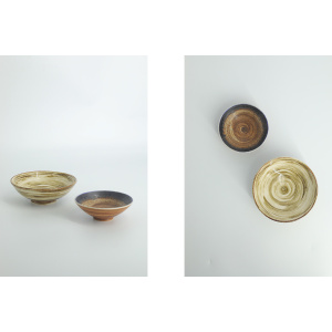 Small Mid-Century Scandinavian Modern Collectible Glazed Brown Stoneware Bowls by Gunnar Borg for Höganäs Keramik , 1960s, Set of 2