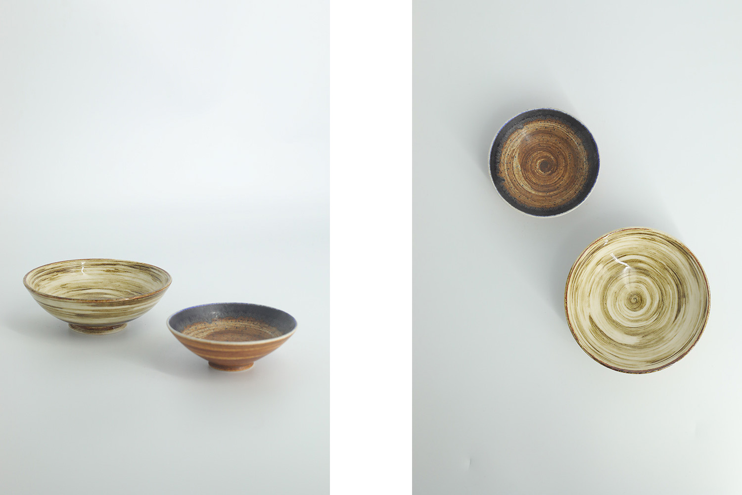 Small Mid-Century Scandinavian Modern Collectible Glazed Brown Stoneware Bowls by Gunnar Borg for Höganäs Keramik , 1960s, Set of 2