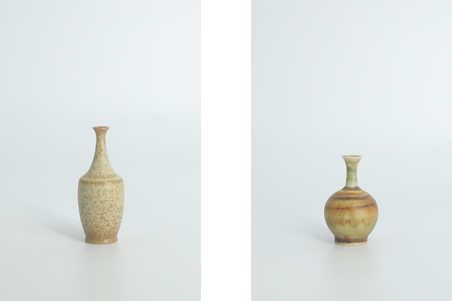 Small Mid-Century Scandinavian Modern Collectible Brown Stoneware Vases by Gunnar Borg for Höganäs Ceramics, 1960s, Set of 4