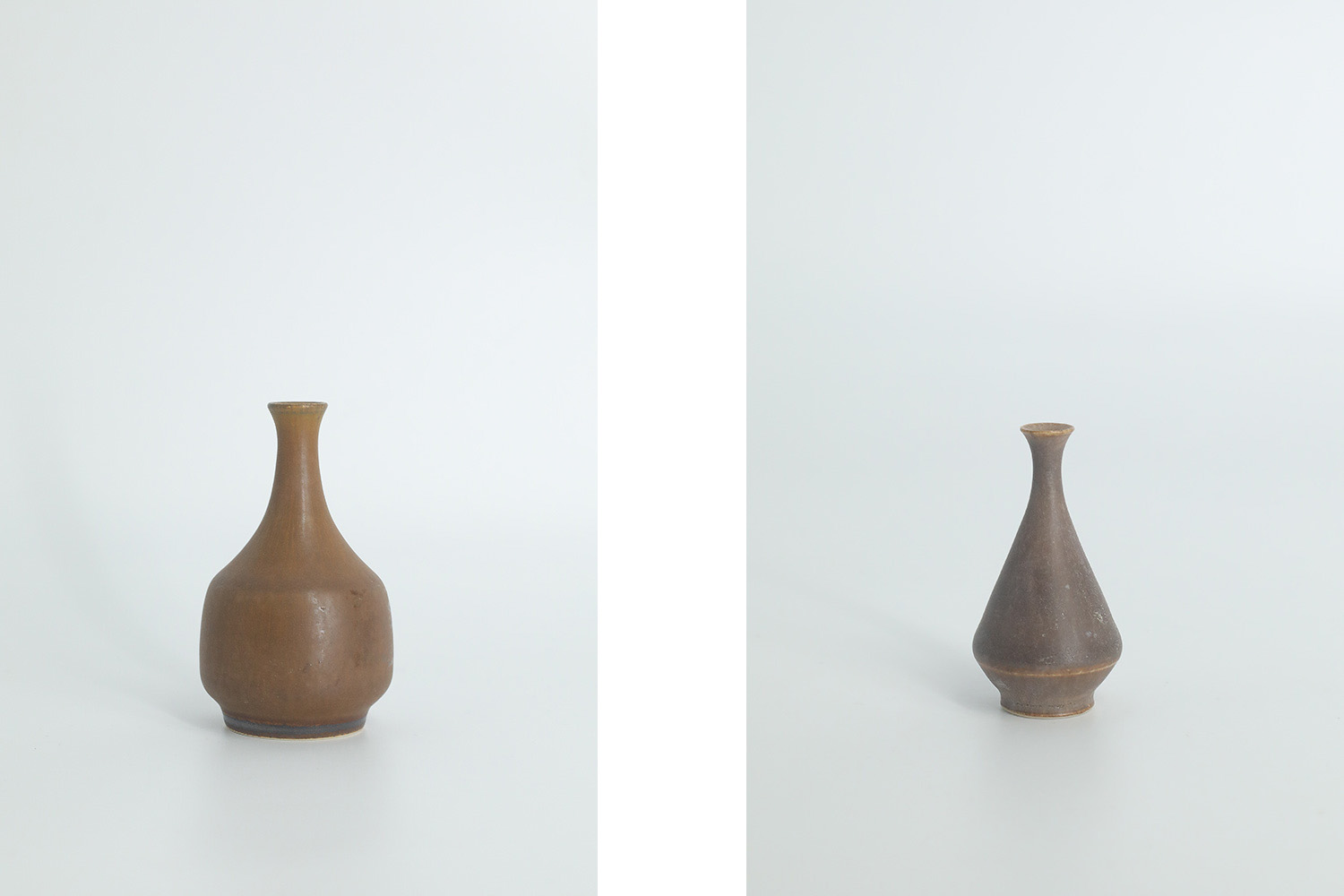 Small Mid-Century Scandinavian Modern Collectible Brown Stoneware Vases by Gunnar Borg for Höganäs Ceramics, 1960s, Set of 4