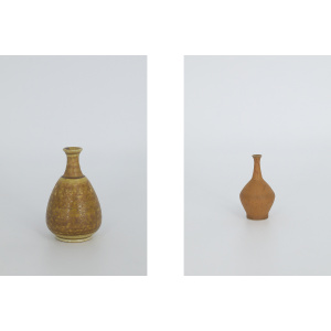 Small Mid-Century Scandinavian Modern Collectible Brown Stoneware Vase by Gunnar Borg for Gunnars Keramik Höganäs, 1960s, Set of 4