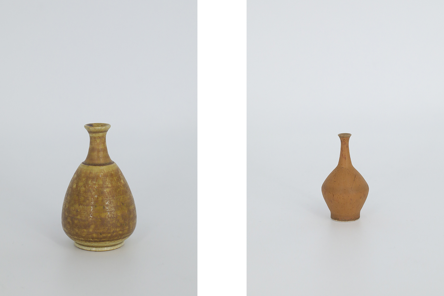 Small Mid-Century Scandinavian Modern Collectible Brown Stoneware Vase by Gunnar Borg for Gunnars Keramik Höganäs, 1960s, Set of 4