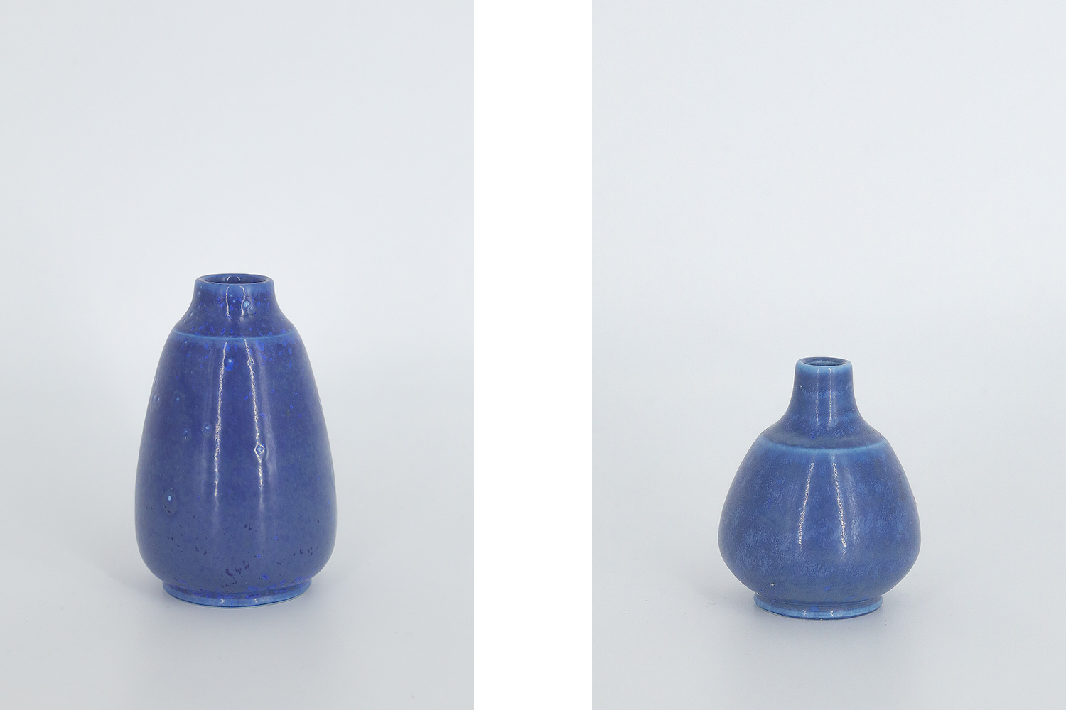 Small Mid-Century Scandinavian Modern Collectible Blue Stoneware Vase by Gunnar Borg for Gunnars Keramik Höganäs, 1960s, Set of 3
