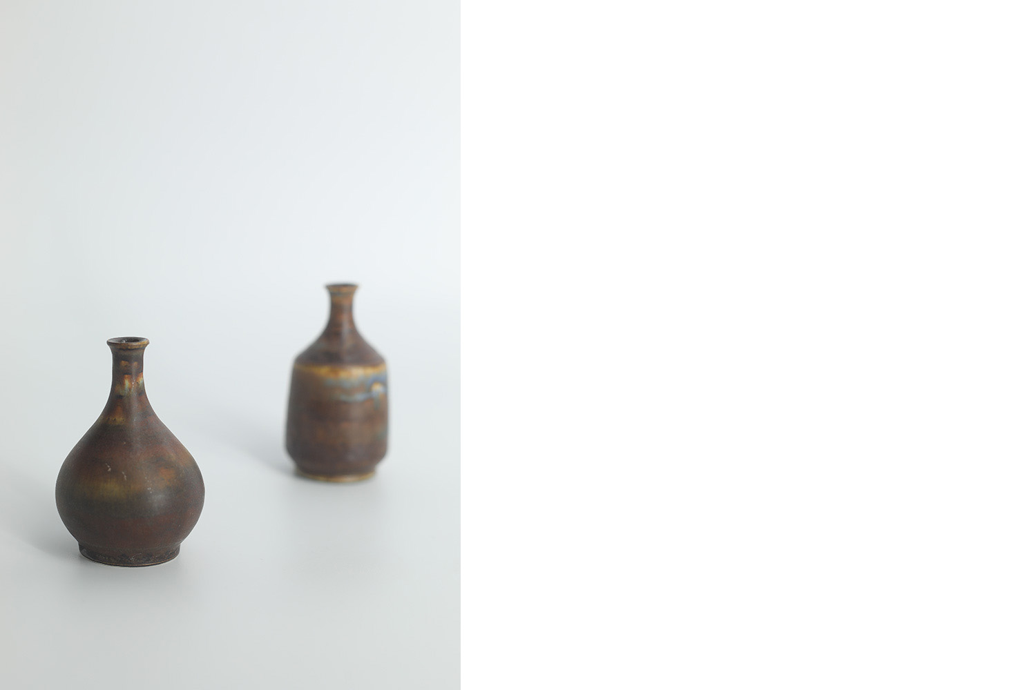 Small Mid-Century Scandinavian Modern Collectible Brown Stoneware Vase by Gunnar Borg for Höganäs Ceramics, 1960s, Set of 4