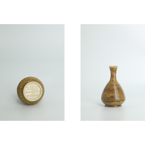 Small Mid-Century Scandinavian Modern Collectible Brown Stoneware Vase by Gunnar Borg for Höganäs Ceramics, 1960s, Set of 4