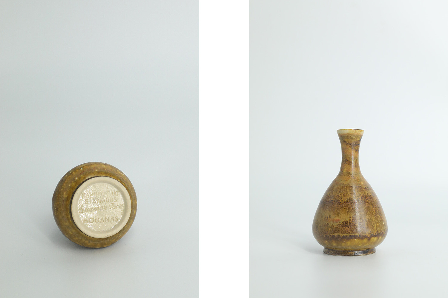 Small Mid-Century Scandinavian Modern Collectible Brown Stoneware Vase by Gunnar Borg for Höganäs Ceramics, 1960s, Set of 4