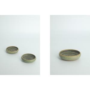 Small Mid-Century Scandinavian Modern Collectible Sand Brown Stoneware Bowls by Gunnar Borg for Gunnars Keramik Höganäs, 1960s, Set of 2
