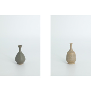 Small Mid-Century Scandinavian Modern Collectible Brown Stoneware Vases by Gunnar Borg for Höganäs Ceramics, 1960s, Set of 4