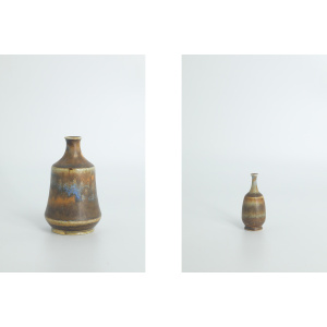 Small Mid-Century Scandinavian Modern Collectible Brown Stoneware Vases by Gunnar Borg for Höganäs Ceramics, 1960s, Set of 4