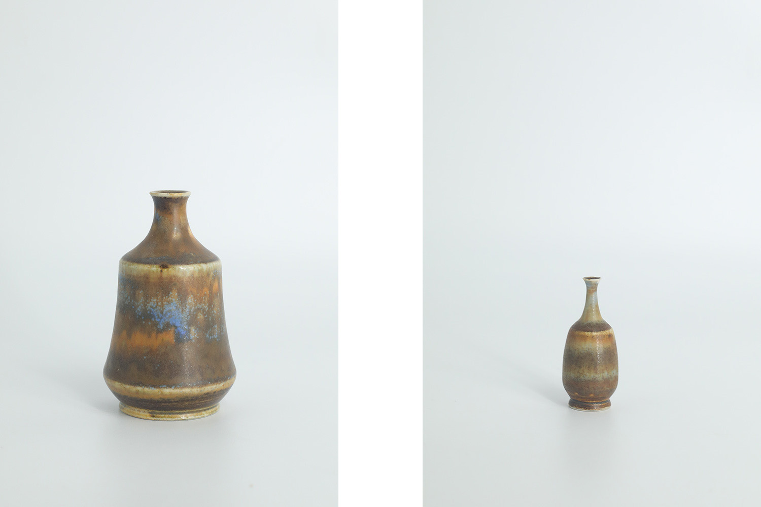Small Mid-Century Scandinavian Modern Collectible Brown Stoneware Vases by Gunnar Borg for Höganäs Ceramics, 1960s, Set of 4