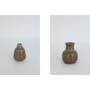 Small Mid-Century Scandinavian Modern Collectible Brown Stoneware Vase by Gunnar Borg for Gunnars Keramik Höganäs, 1960s, Set of 4