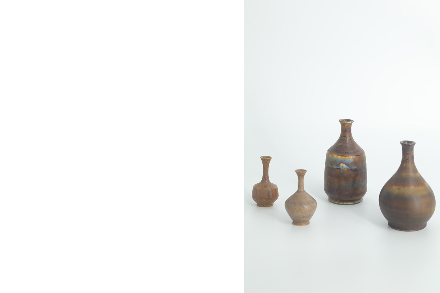 Small Mid-Century Scandinavian Modern Collectible Brown Stoneware Vase by Gunnar Borg for Höganäs Ceramics, 1960s, Set of 4