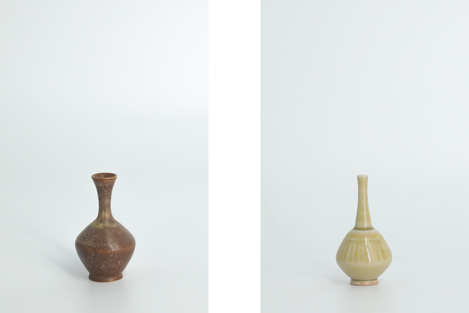 Small Mid-Century Scandinavian Modern Collectible Brown Stoneware Vase by Gunnar Borg for Höganäs Ceramics, 1960s, Set of 4