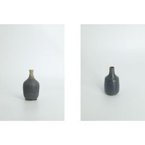Small Mid-Century Scandinavian Modern Collectible Blue & Brown Stoneware Vase by Gunnar Borg for Gunnars Keramik Höganäs, 1960s, Set of 4