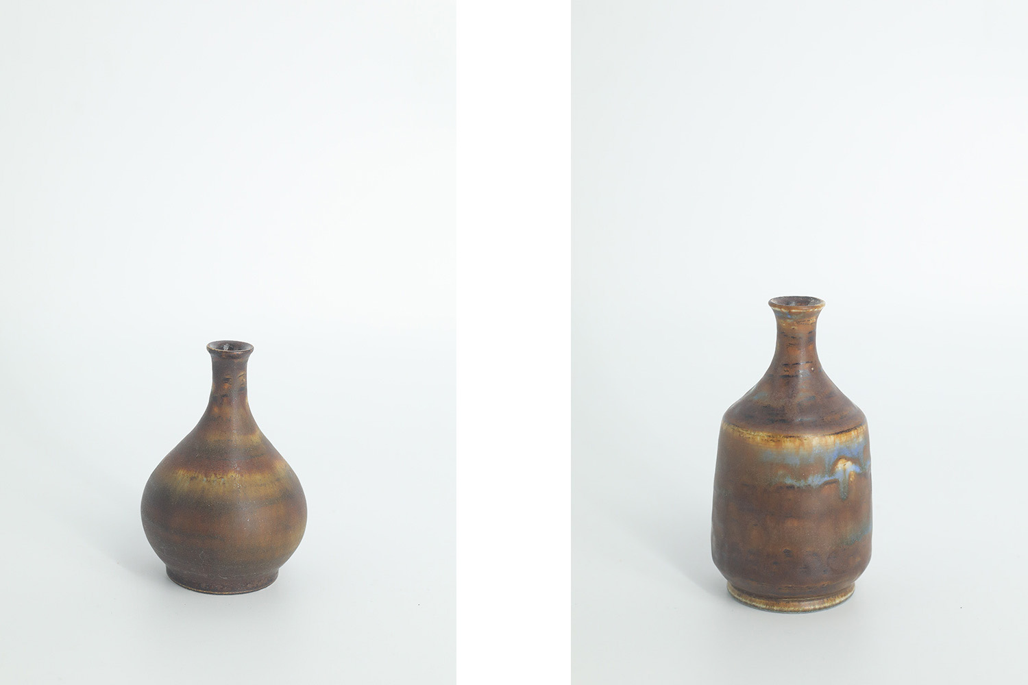 Small Mid-Century Scandinavian Modern Collectible Brown Stoneware Vase by Gunnar Borg for Höganäs Ceramics, 1960s, Set of 4