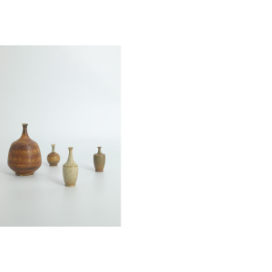 Small Mid-Century Scandinavian Modern Collectible Brown Stoneware Vases by Gunnar Borg for Höganäs Ceramics, 1960s, Set of 4