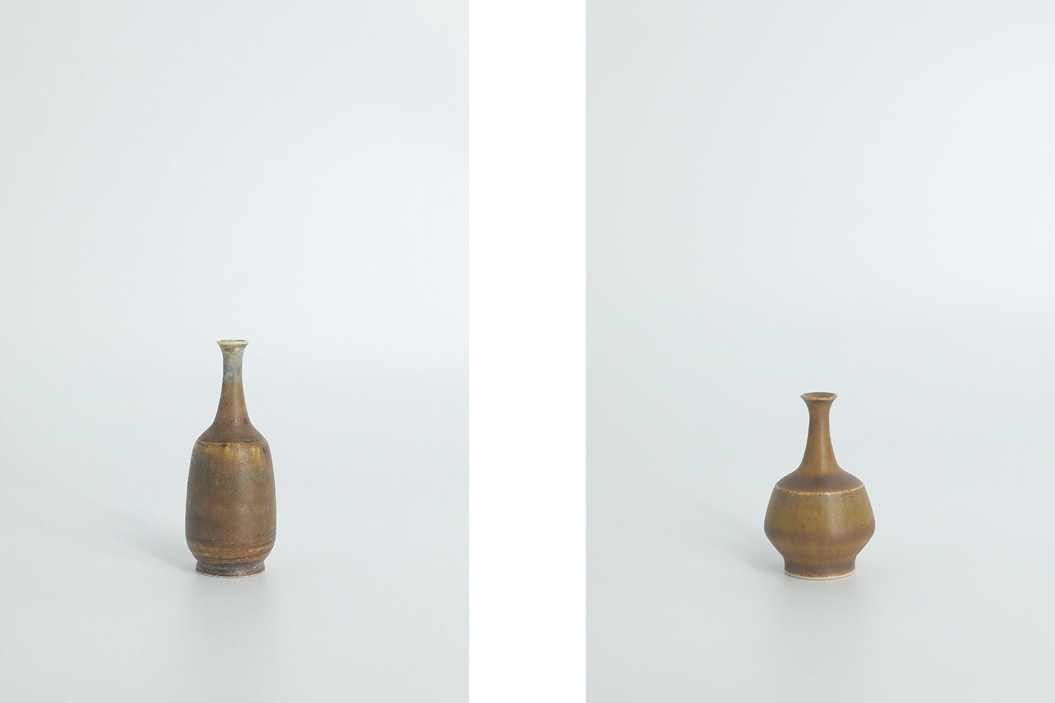 Small Mid-Century Scandinavian Modern Collectible Brown Stoneware Vases by Gunnar Borg for Höganäs Ceramics, 1960s, Set of 4