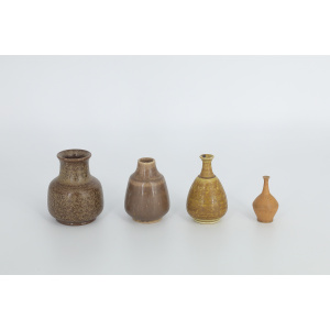 Small Mid-Century Scandinavian Modern Collectible Brown Stoneware Vase by Gunnar Borg for Gunnars Keramik Höganäs, 1960s, Set of 4