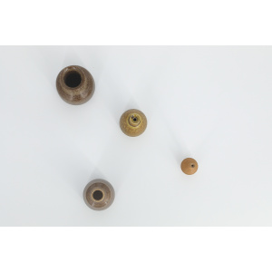 Small Mid-Century Scandinavian Modern Collectible Brown Stoneware Vase by Gunnar Borg for Gunnars Keramik Höganäs, 1960s, Set of 4