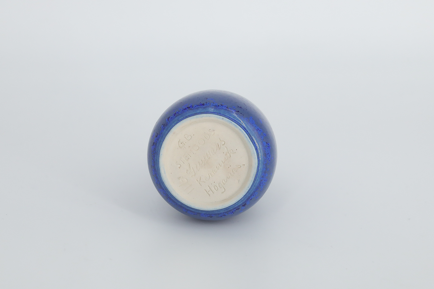 Small Mid-Century Scandinavian Modern Collectible Blue Stoneware Vase by Gunnar Borg for Gunnars Keramik Höganäs, 1960s, Set of 3
