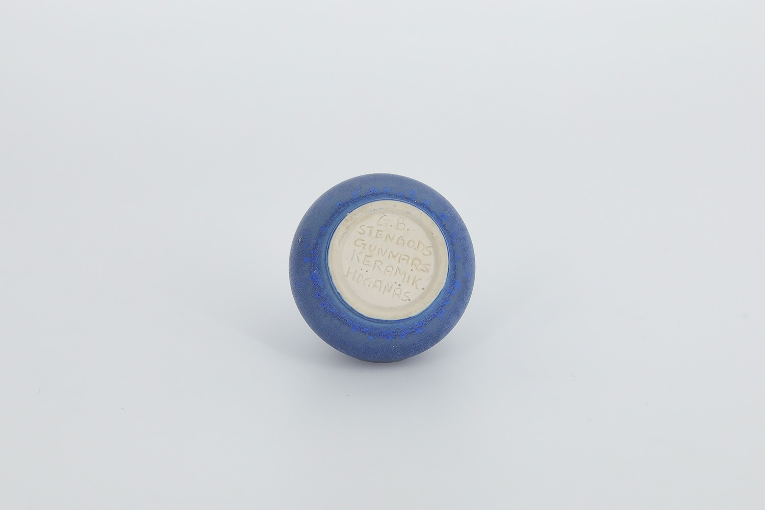 Small Mid-Century Scandinavian Modern Collectible Blue Stoneware Vase by Gunnar Borg for Gunnars Keramik Höganäs, 1960s, Set of 3