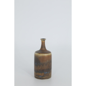 Small Mid-Century Scandinavian Modern Collectible Earthy Brown Stoneware Vase by Gunnar Borg for Höganäs Ceramics, 1960s, Set of 3