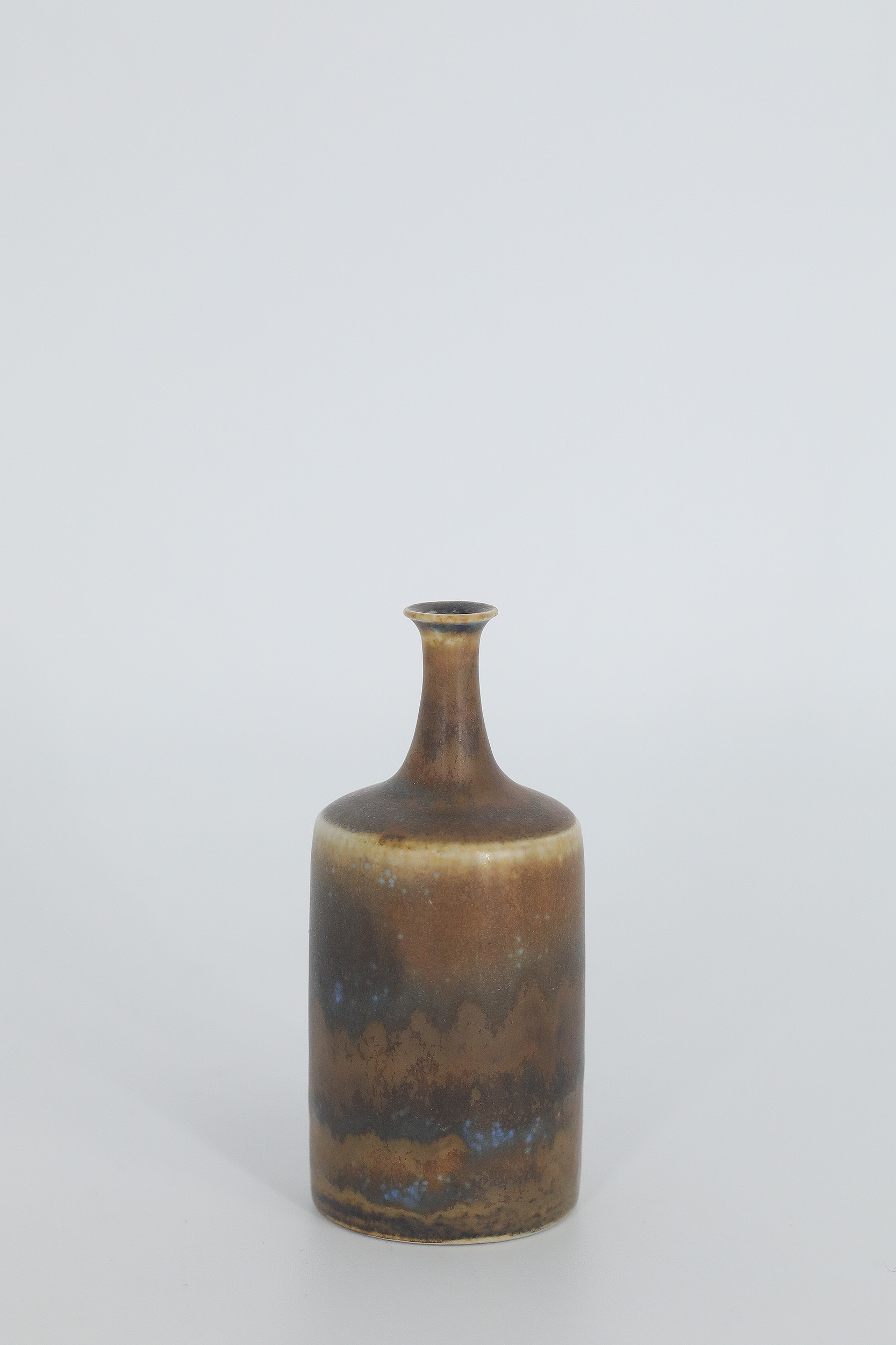 Small Mid-Century Scandinavian Modern Collectible Earthy Brown Stoneware Vase by Gunnar Borg for Höganäs Ceramics, 1960s, Set of 3