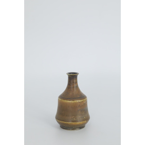 Small Mid-Century Scandinavian Modern Collectible Earthy Brown Stoneware Vase by Gunnar Borg for Höganäs Ceramics, 1960s, Set of 3